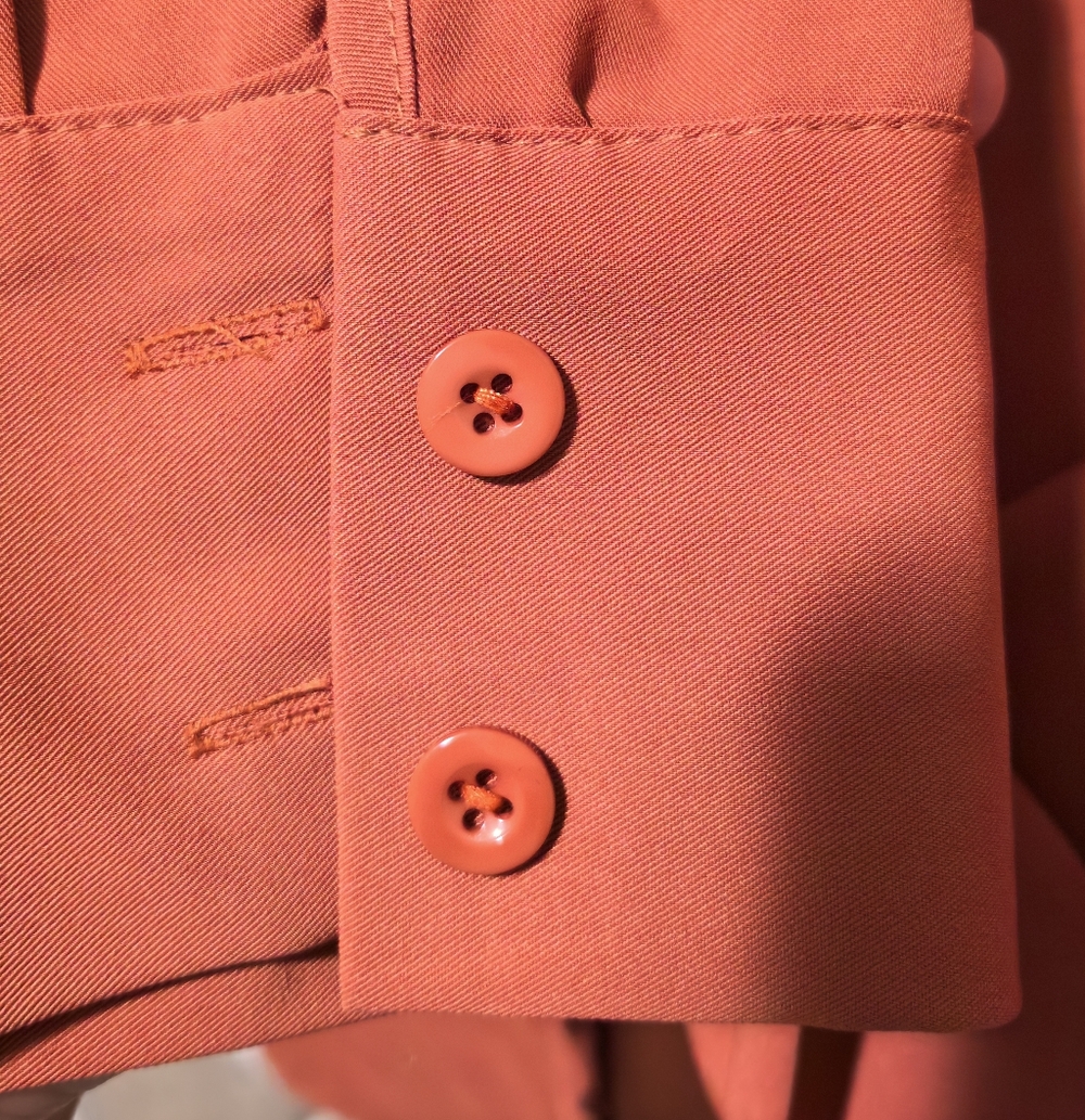 Womens Ruffle-Trim Button Front Top - Rust - Picture 3 of 3